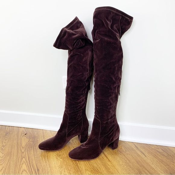 Coconuts by Matisse Brown Velvet OTK Thigh Boot 9 - Picture 2 of 12